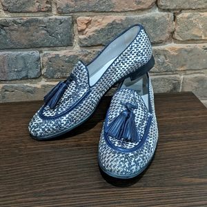 Pertini Navy Leather Loafers w/ tassels size 9